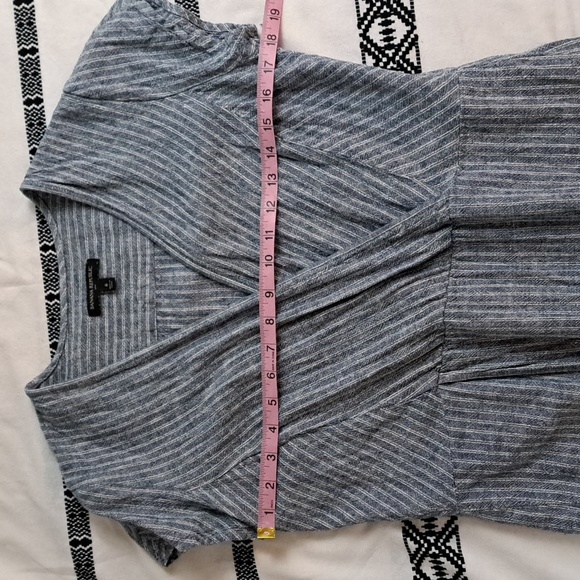 Banana Republic linen viscose blue white stripe faux wrap cap sleeve maxi sz6 - Picture 10 of 15